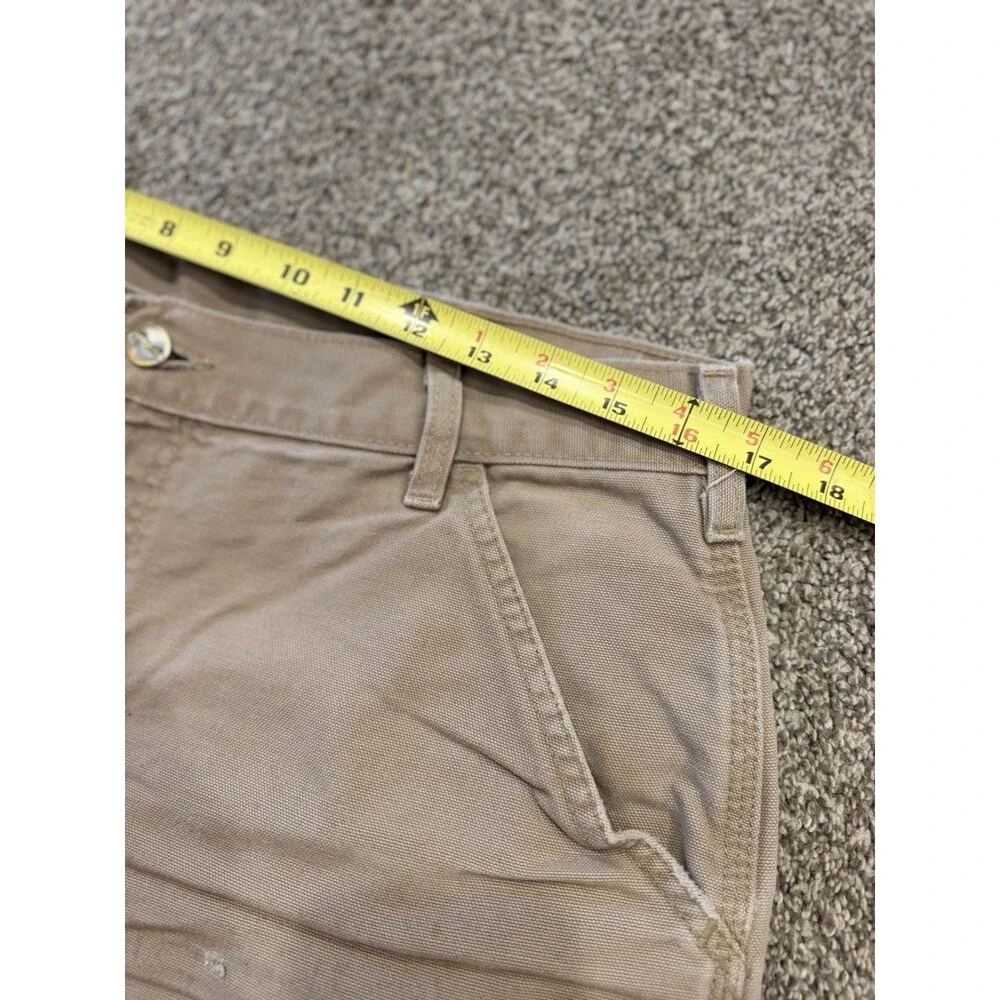 Vintage CARHARTT B25 DES Carpenter Canvas LEATHER PATCH Shorts Sz 32/34 USA MADE